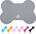 Dog Food Mat Dog Bowl Tray for Food and Water, Silicone Non-Spill Waterproof Pet Feeding Mat Puppy Placemat Easy-Clean, 20.5" X 14.5", Grey