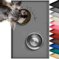Dog Bowl Mat Grippymat Pet Food Mat, Waterproof Washable Nonslip Silicone for Pet & Cat, Food and Water Placemat with Lip & Raised Edges for Indoor Floor, L, Grey